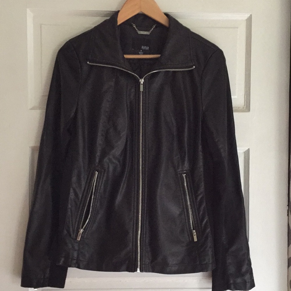 a.n.a. Black Faux-Leather Jacket Size M